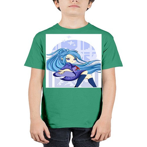 Cute and beautiful girl blue long hair cartoon 155# - anime - Youth Tee Unisex
