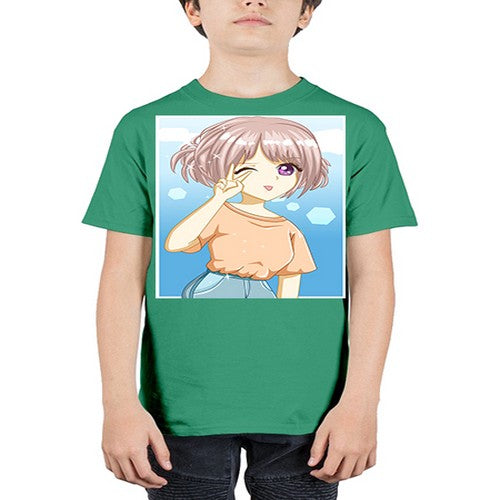 Cute and beautiful girl cream hair yellow shirt 29# - anime - Youth Tee Unisex