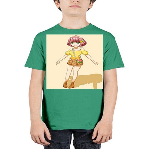 Cute and beautiful girl in summer with yellow dress 54# - anime - Youth Tee Unisex