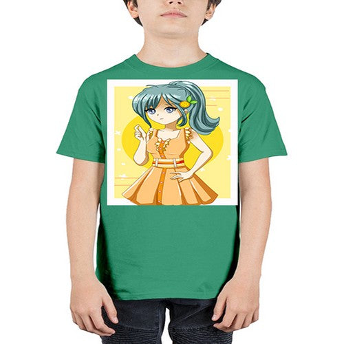 Cute and beautiful orange theme girl in summer 45# - anime - Youth Tee Unisex
