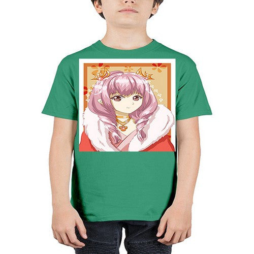 Cute and beautiful queen pink hair with red dress 124# - anime - Youth Tee Unisex