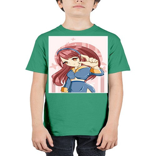 Cute and cool girl red long hair 166# - anime - Youth Tee Unisex