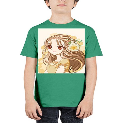 Cute and happy girl with flowers crown 57# - anime - Youth Tee Unisex