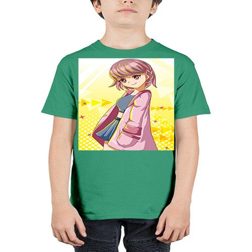 Cute and happy girl with pink coat 111# - anime - Youth Tee Unisex