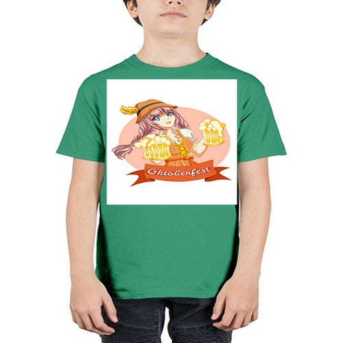 Cute and happy woman celebrating oktoberfest with beer 177# - anime - Youth Tee Unisex