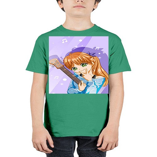 Cute and soft girl with guitar 53# - anime - Youth Tee Unisex