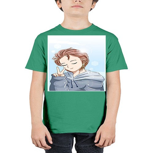 Cute boy brown hair with blue jacket 126# - anime - Youth Tee Unisex