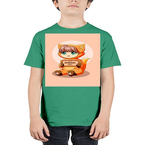 Cute girl with animal costume in animal day text 137# - anime - Youth Tee Unisex
