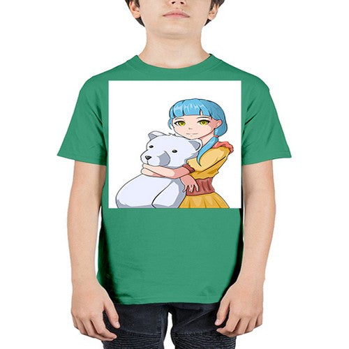 Cute girl with bear doll 26# - anime - Youth Tee Unisex