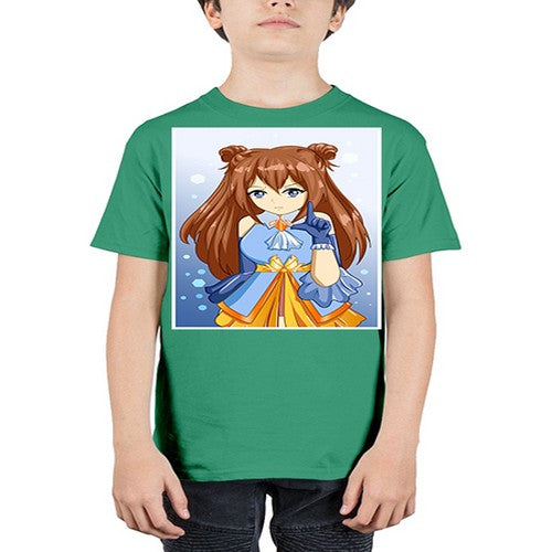 Cute little beautiful girl blue gold clothes cartoon 171# - anime - Youth Tee Unisex