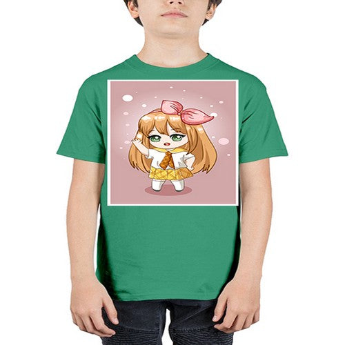 Cute little girl yellow hair wearing uniform 130# - anime - Youth Tee Unisex
