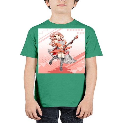 Cute rock star girl with guitar game 17# - anime - Youth Tee Unisex