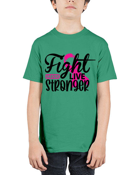 Fight Harder Live Stronger 27# - breast cancer - Youth Tee Unisex
