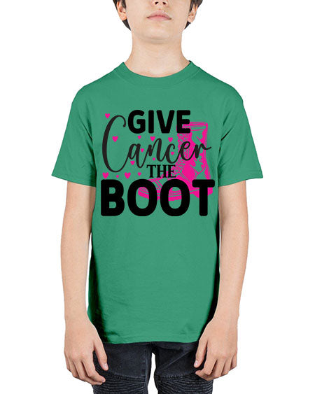 Give Cancer the Boot 24# - breast cancer - Youth Tee Unisex