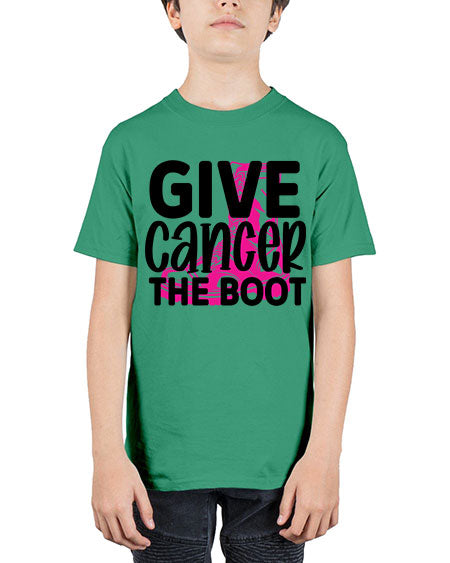 Give Cancer the Boot 25# - breast cancer - Youth Tee Unisex