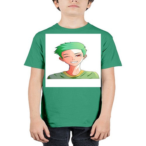 Handsome boy green hair wearing green shirt 35# - anime - Youth Tee Unisex