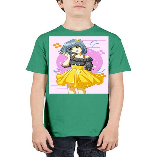 Happy and funny girl with black yellow dress in summer 41# - anime - Youth Tee Unisex