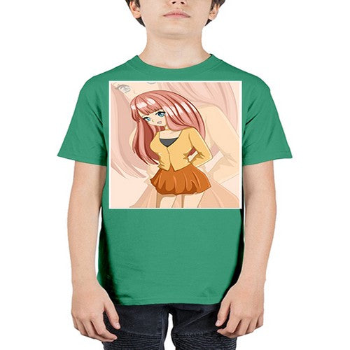 Happy beautiful and cute girl pink long hair 5# - anime - Youth Tee Unisex