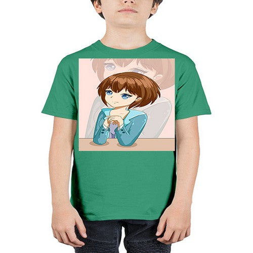 Happy beautiful and elegant girl brown hair 36# - anime - Youth Tee Unisex