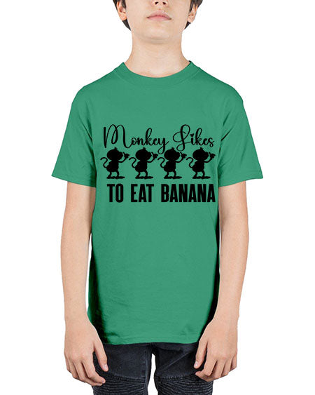 Monkey likes to eat banana  - monkey - Youth Tee Unisex