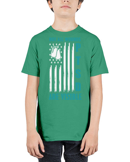 PTSD Awareness Not All Wounds 8# - PTSD - Youth Tee Unisex