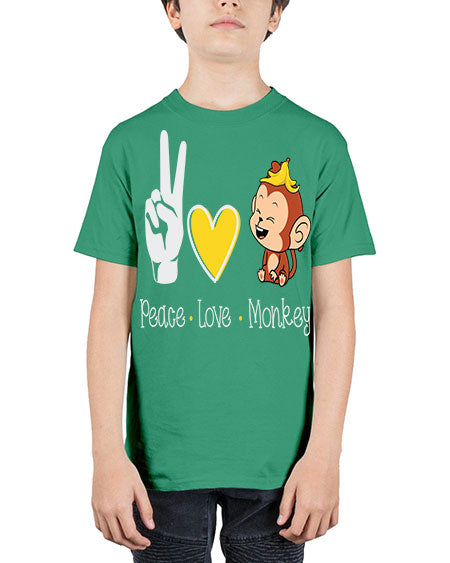 Peace Love Monkey 20# - monkey - Youth Tee Unisex