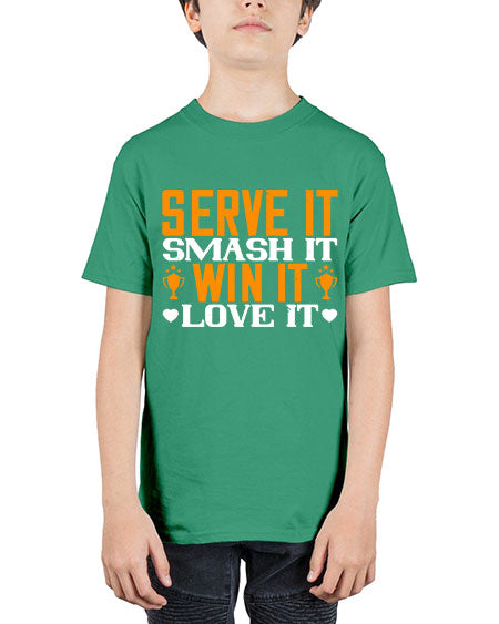 Serve it smash it win it love it 1883# - badminton - Youth Tee Unisex