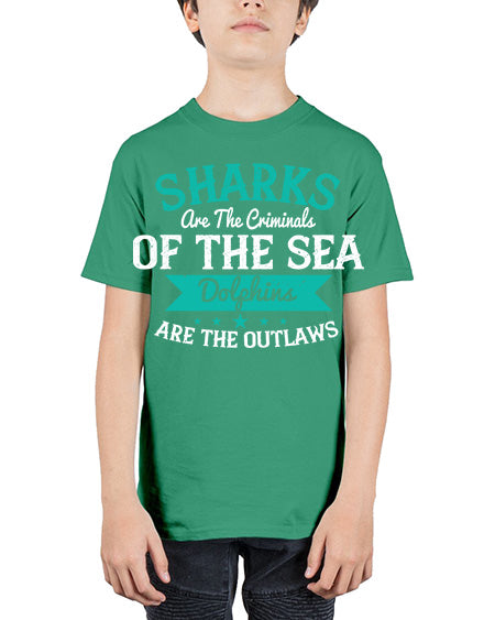 Sharks are the criminals of the sea Dolphins are the outlaws Style 34# - shark-fish - Youth Tee Unisex