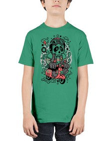 Skull Scooterist 1063# - skull and bones - Youth Tee Unisex
