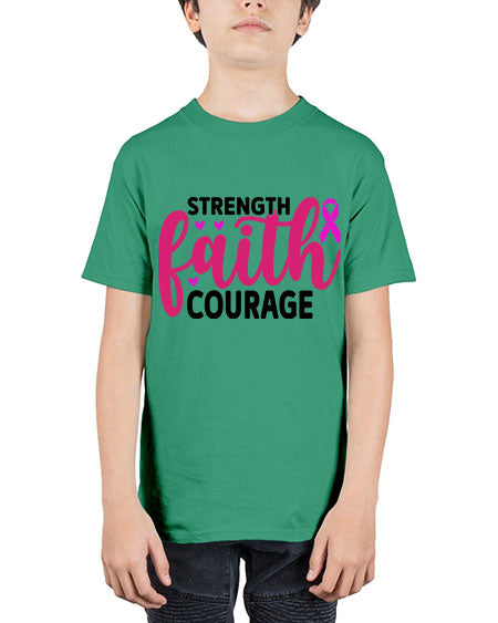 Strength Faith Courage 8# - breast cancer - Youth Tee Unisex