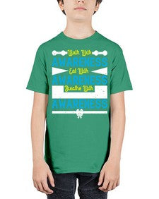 Walk with awareness Eat with awareness Breathe with awareness Style 9# - Self awareness - Youth Tee Unisex