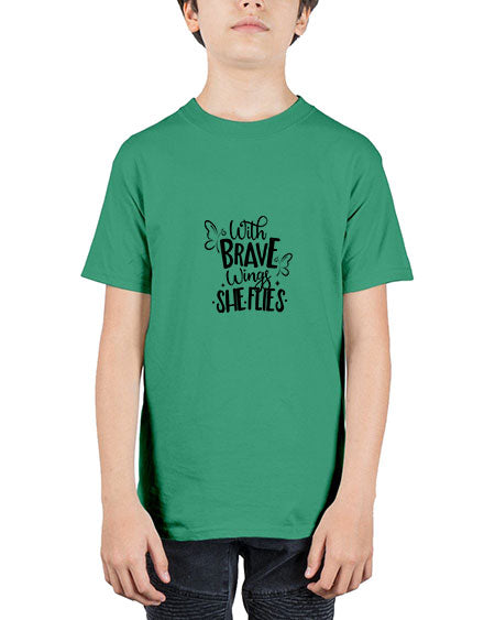 With Brave Wings She Flies - butterfly - Youth Tee Unisex