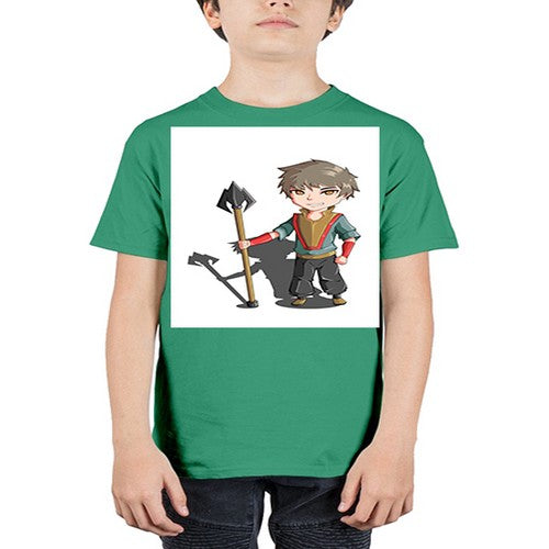 a little boy holding a spear79# - anime - Youth Tee Unisex