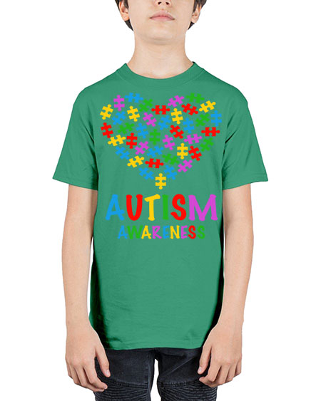 autism awareness heart love puzzle 15# - autism - Youth Tee Unisex