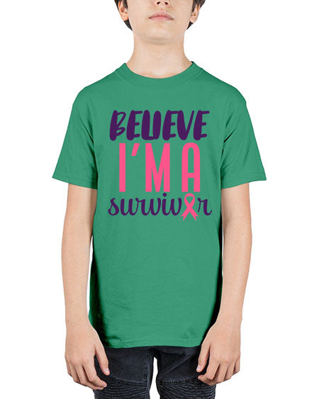 believe im a survivor Style 16# - breast cancer - Youth Tee Unisex
