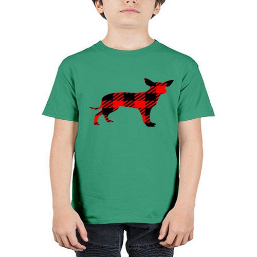 buffalo plaid pointed ear dog 64# - dogs - Youth Tee Unisex