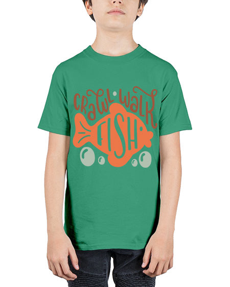 crawl walk fish 63# - shark-fish - Youth Tee Unisex