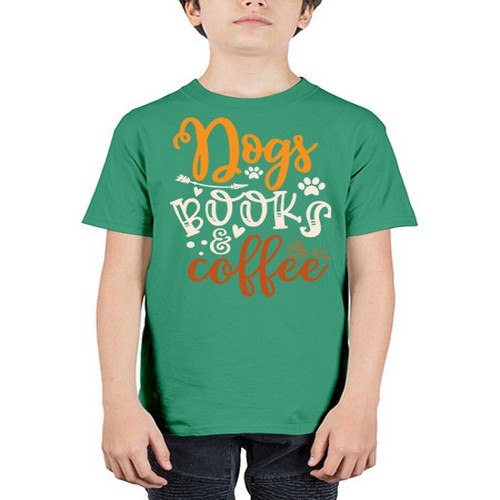 dogs books coffee 130# - dogs - Youth Tee Unisex