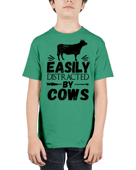 easily distracted by cows - cow - Youth Tee Unisex