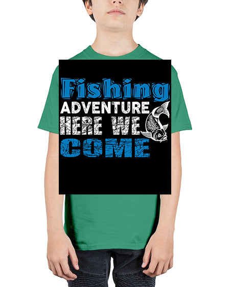 fishing adventure here we come png 52# - shark-fish - Youth Tee Unisex