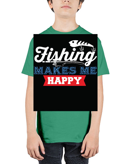 fishing makes me happy png 46# - shark-fish - Youth Tee Unisex