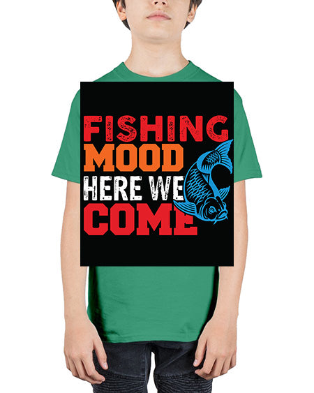 fishing mood here we come png 44# - shark-fish - Youth Tee Unisex