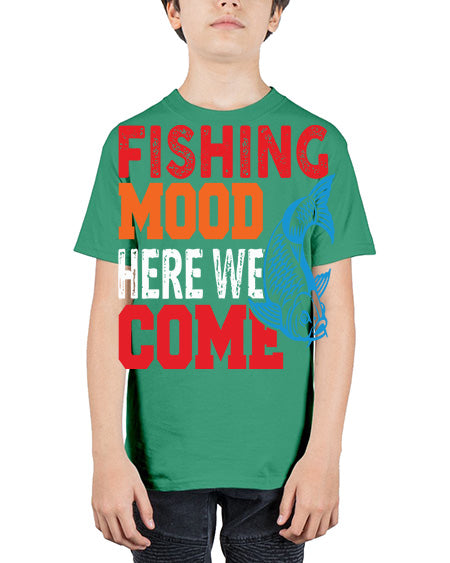 fishing mood here we come png 76# - shark-fish - Youth Tee Unisex