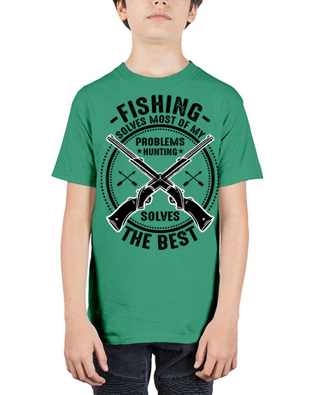 fishing solves most 74# - shark-fish - Youth Tee Unisex