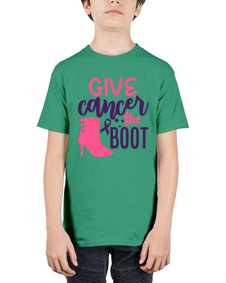 give cancer the boot Style 11# - breast cancer - Youth Tee Unisex