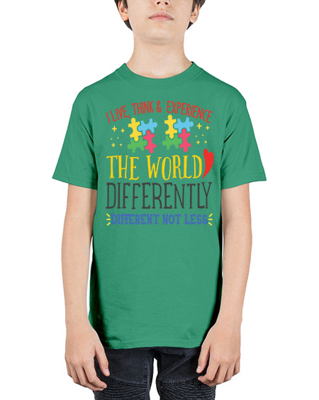 i live think experience the world differently different not less Style 20# - autism - Youth Tee Unisex