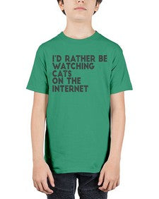 id rather be watching cats on the internet - cats - Youth Tee Unisex