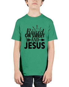 raised on sweet and jesus 1491# - tea - Youth Tee Unisex