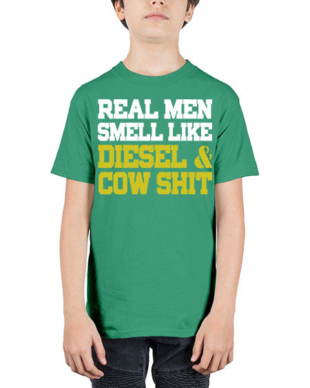 real men smell like diesel and cow poop - cow - Youth Tee Unisex
