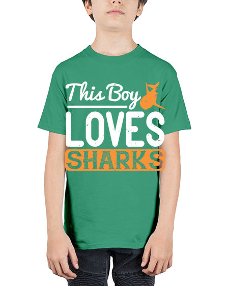 this boy loves sharks Style 14# - shark-fish - Youth Tee Unisex